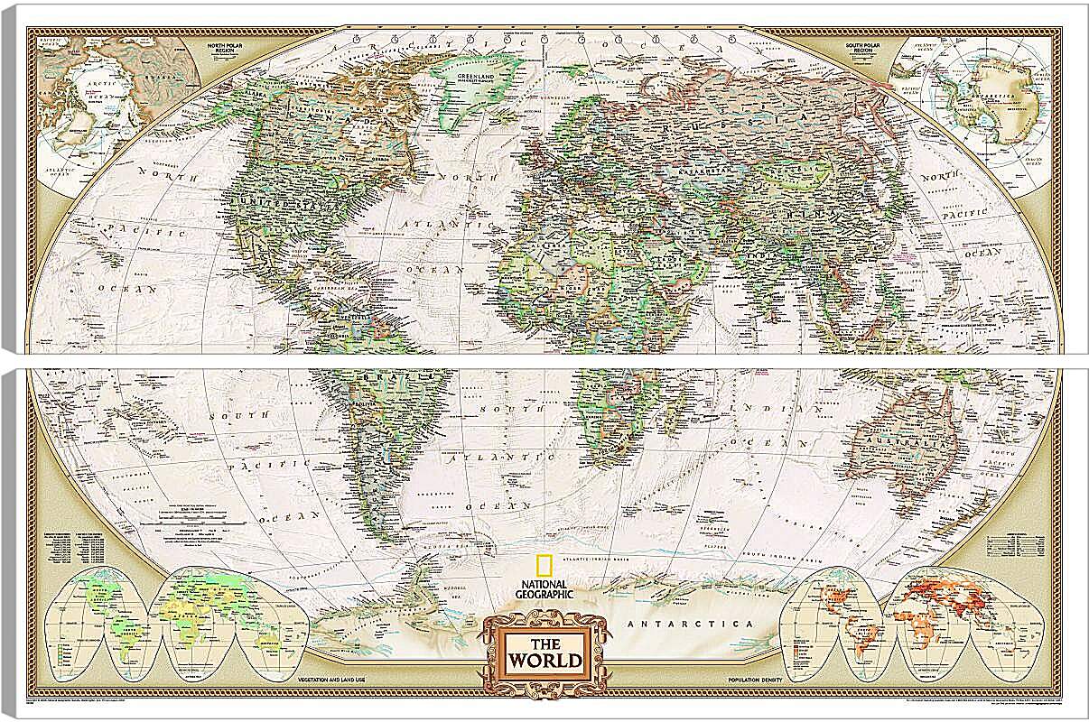 Модульная картина - Карта мира (National Geographic)