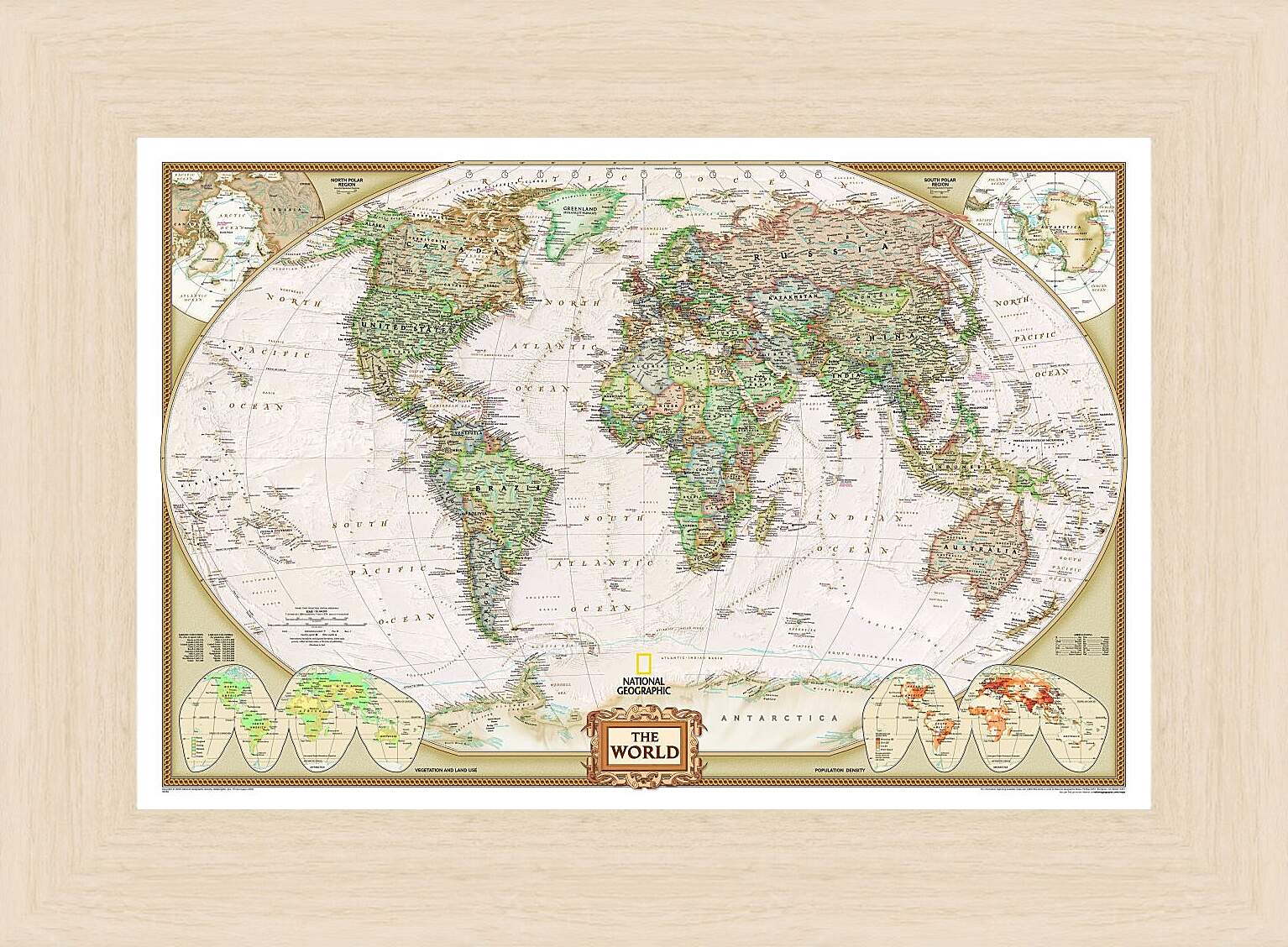 Картина в раме - Карта мира (National Geographic)