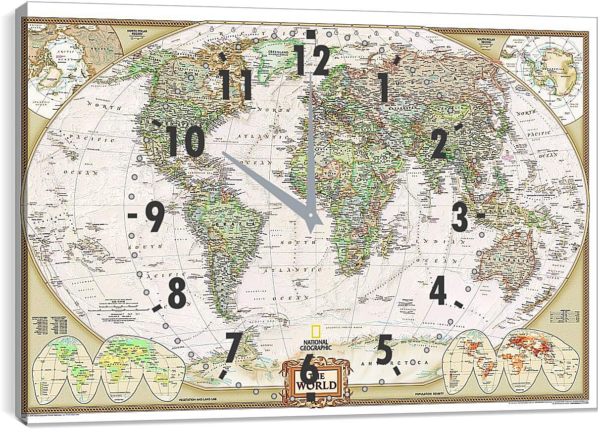 Часы картина - Карта мира (National Geographic)