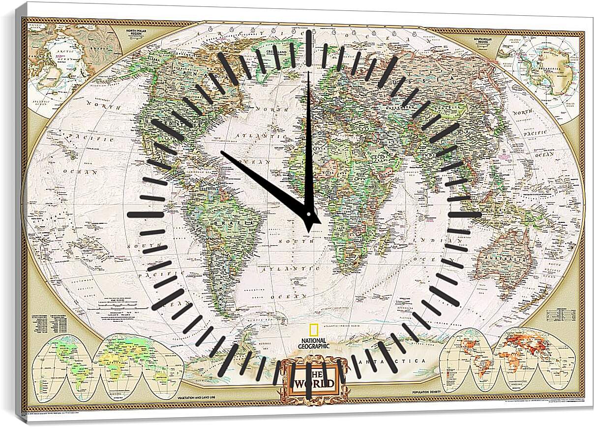 Часы картина - Карта мира (National Geographic)