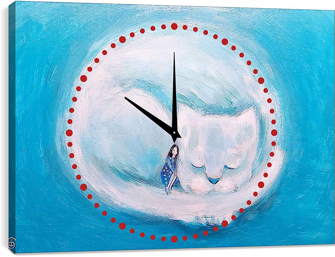 Часы картина - Котик облако