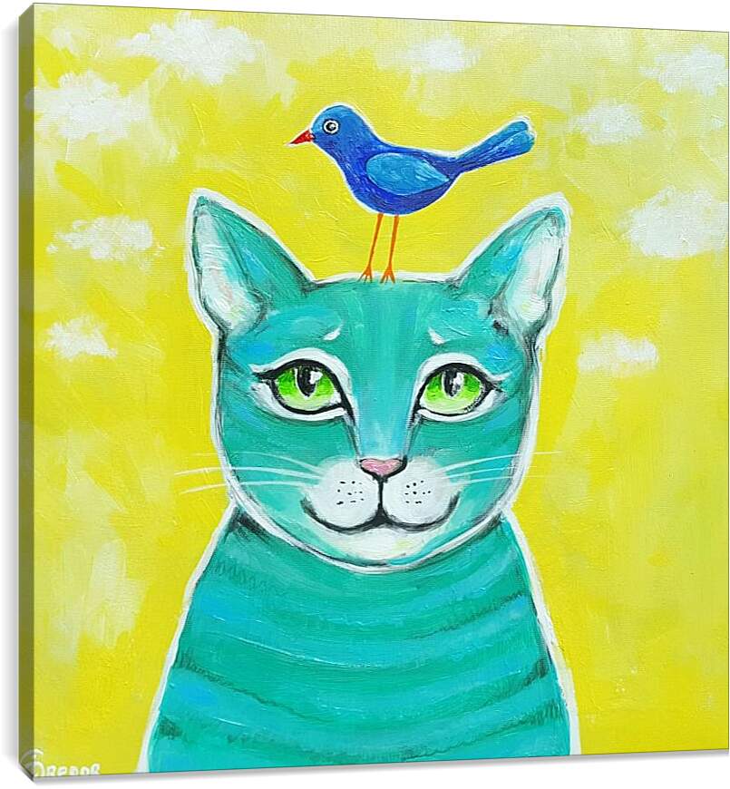 Постер и плакат - Кот и птичка