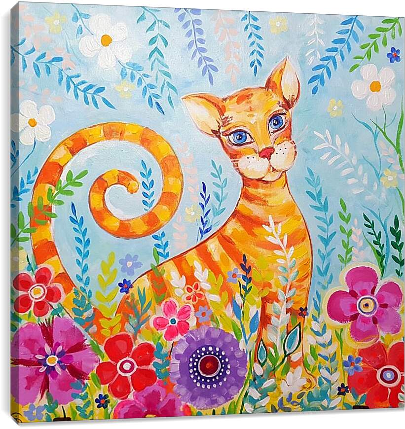 Постер и плакат - Кошка в цветах