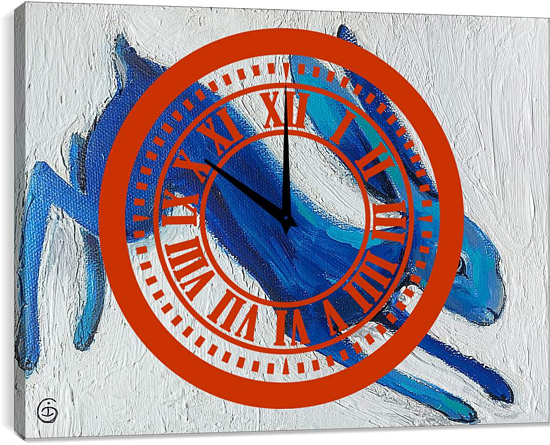 Часы картина - Синий кролик