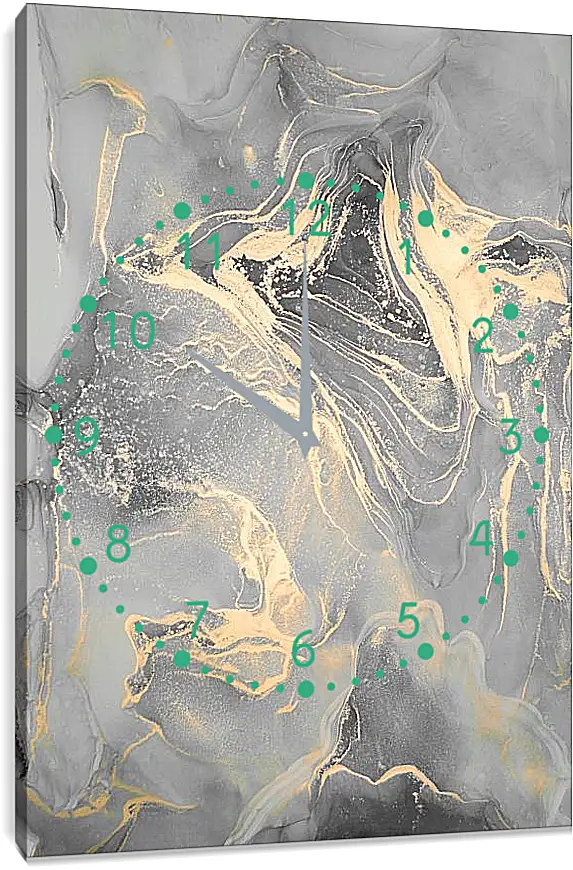 Часы картина - Золото на сером. Чернильный пейзаж