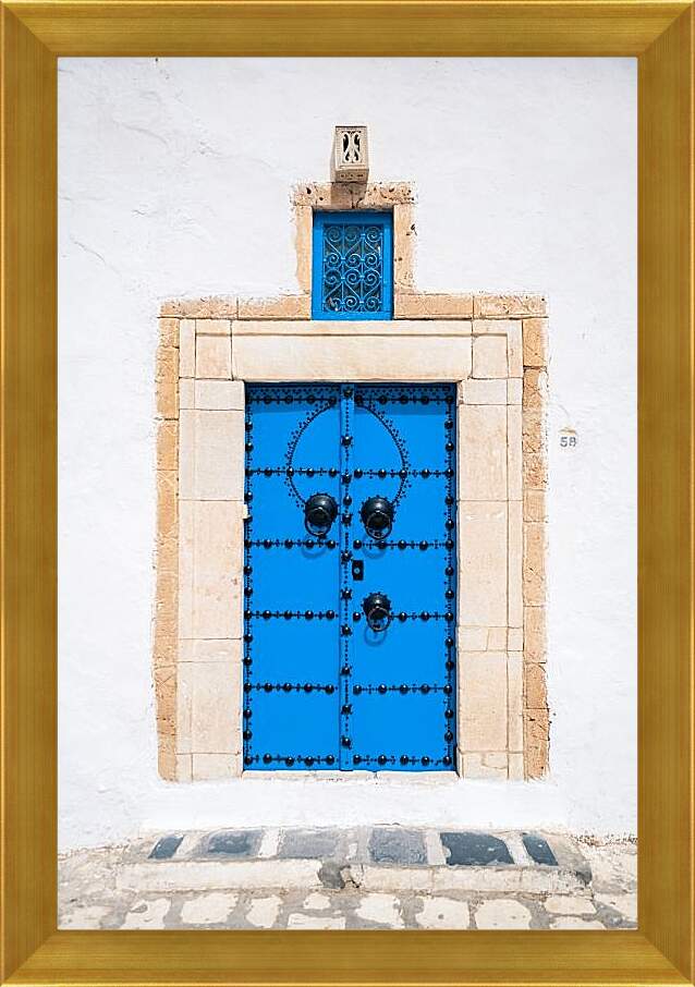 Картина в раме - Синие двери