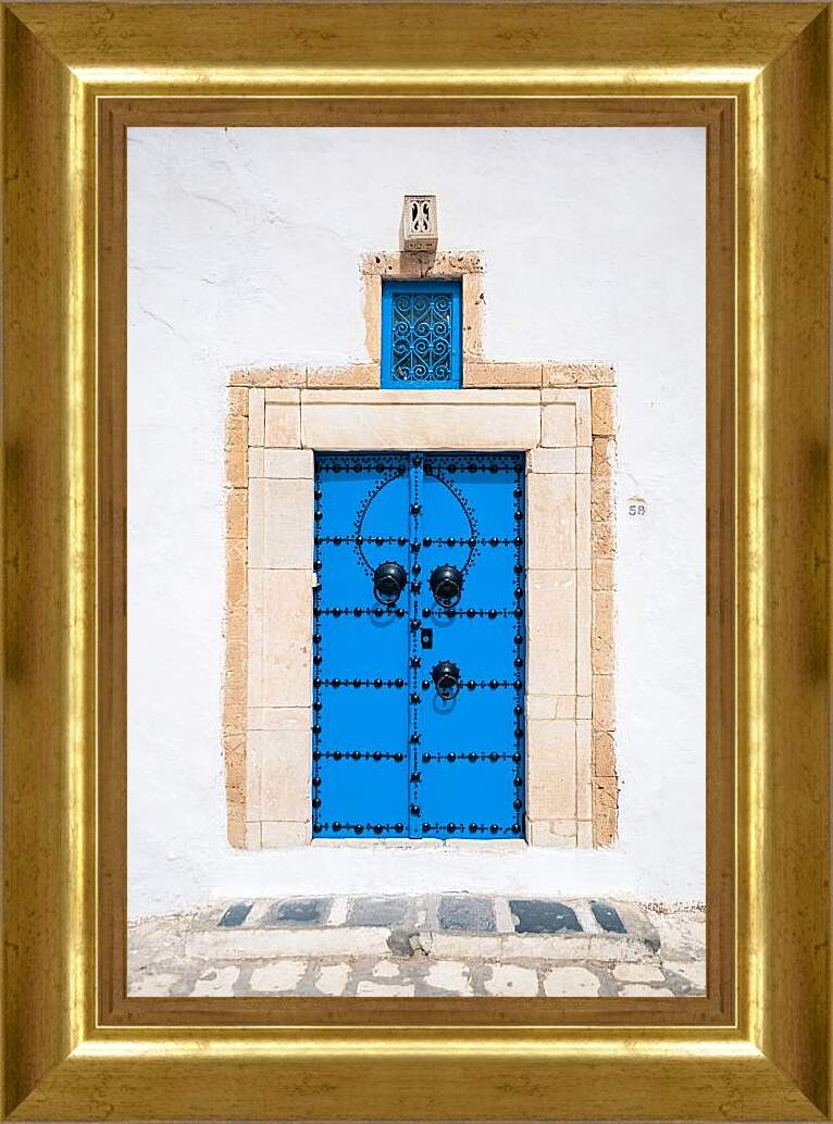 Картина в раме - Синие двери