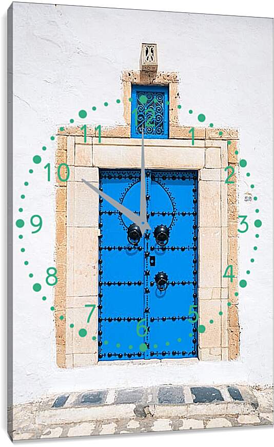 Часы картина - Синие двери