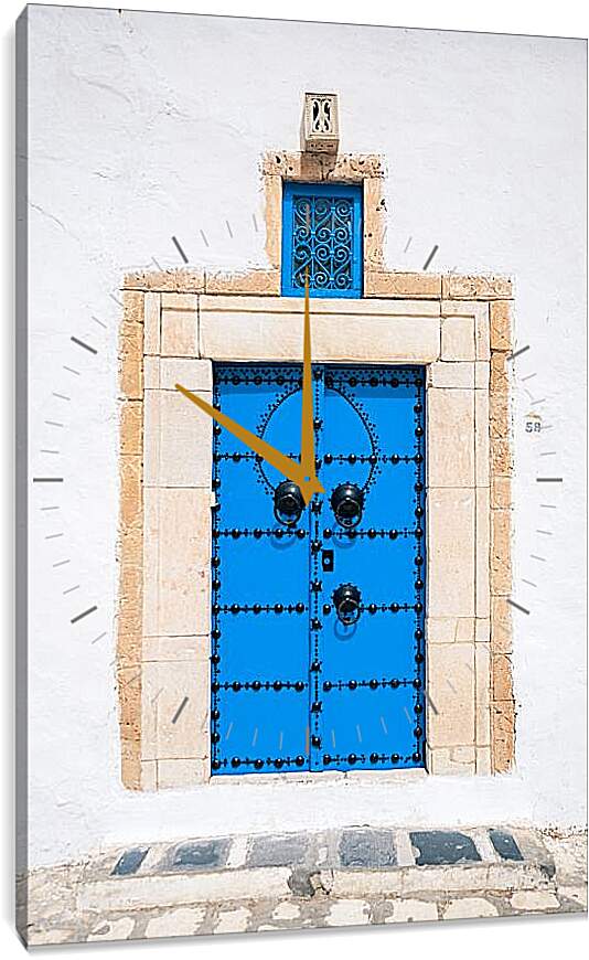 Часы картина - Синие двери