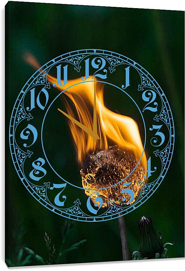 Часы картина - Огненный одуванчик