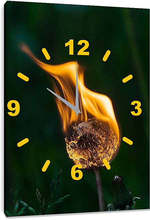 Часы картина - Огненный одуванчик