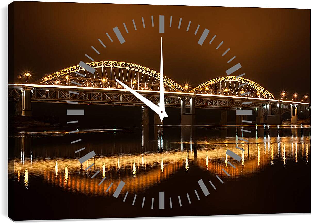 Часы картина - Мост ночью