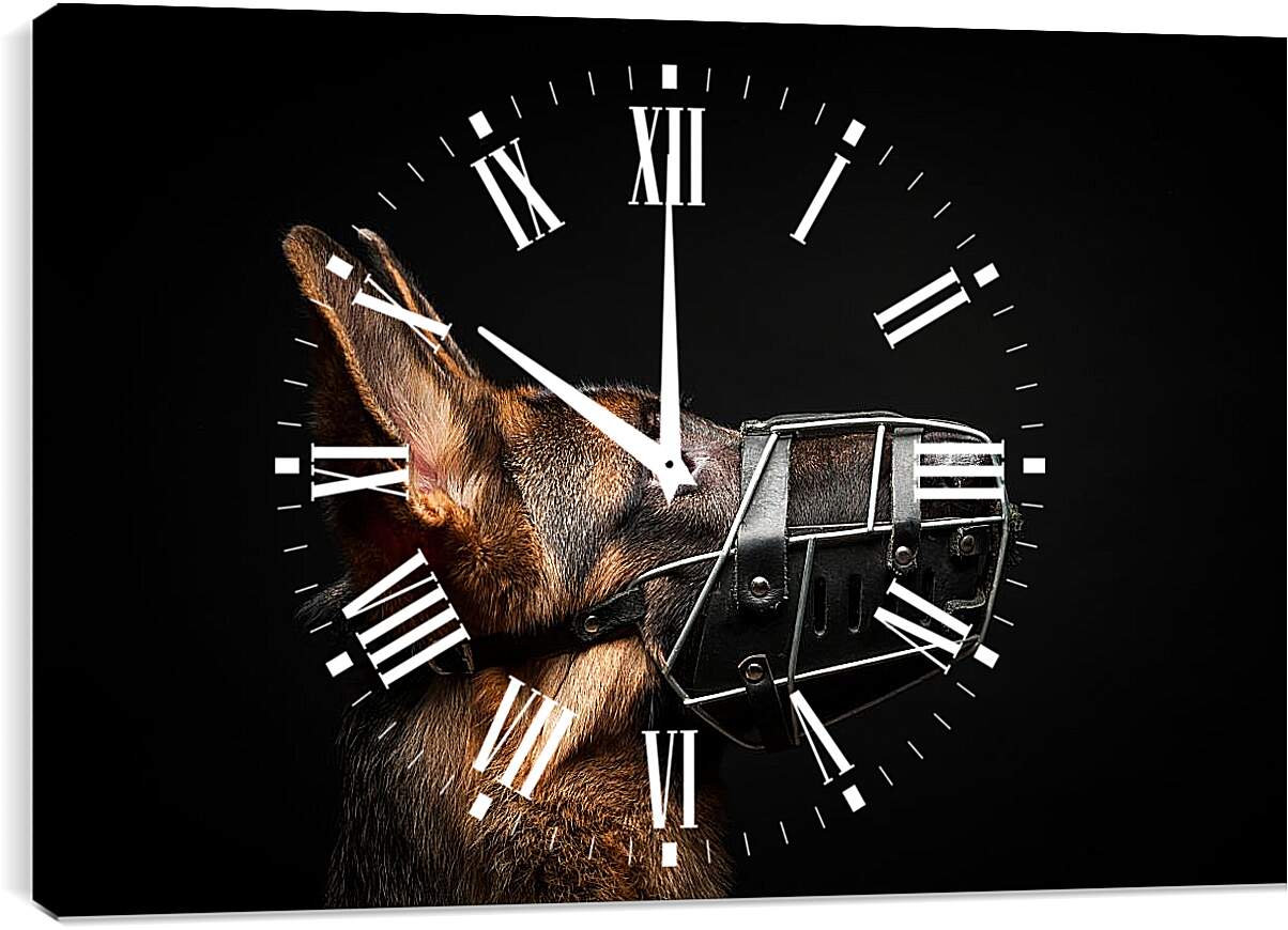 Часы картина - Овчарка в наморднике