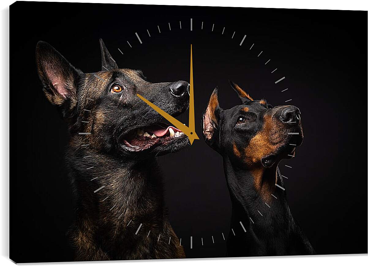 Часы картина - Две собаки