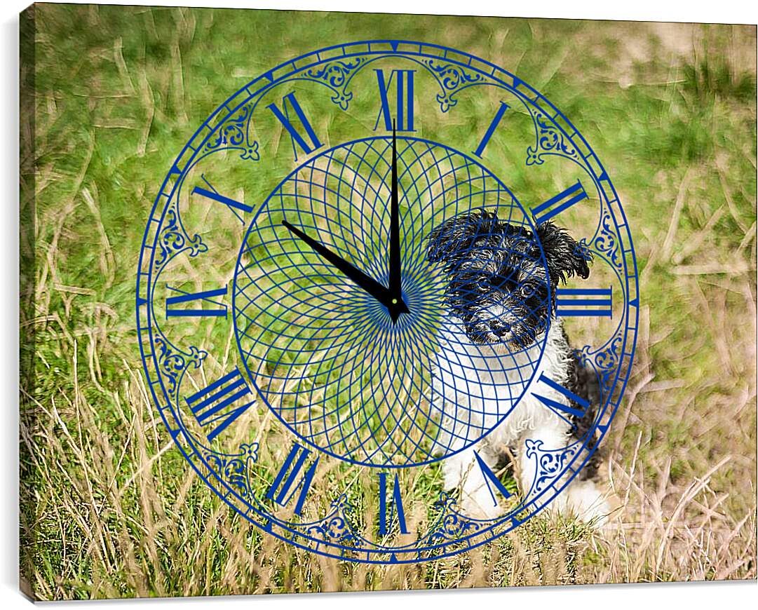 Часы картина - Собака на поле