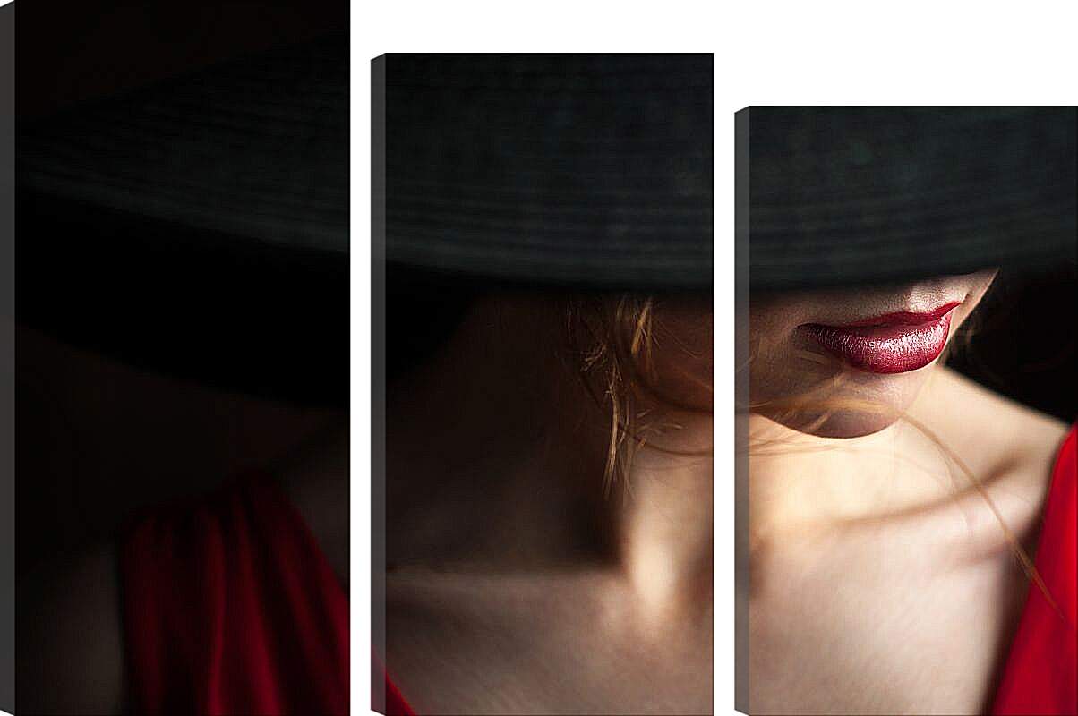 Модульная картина - Девушка в чёрной шляпе