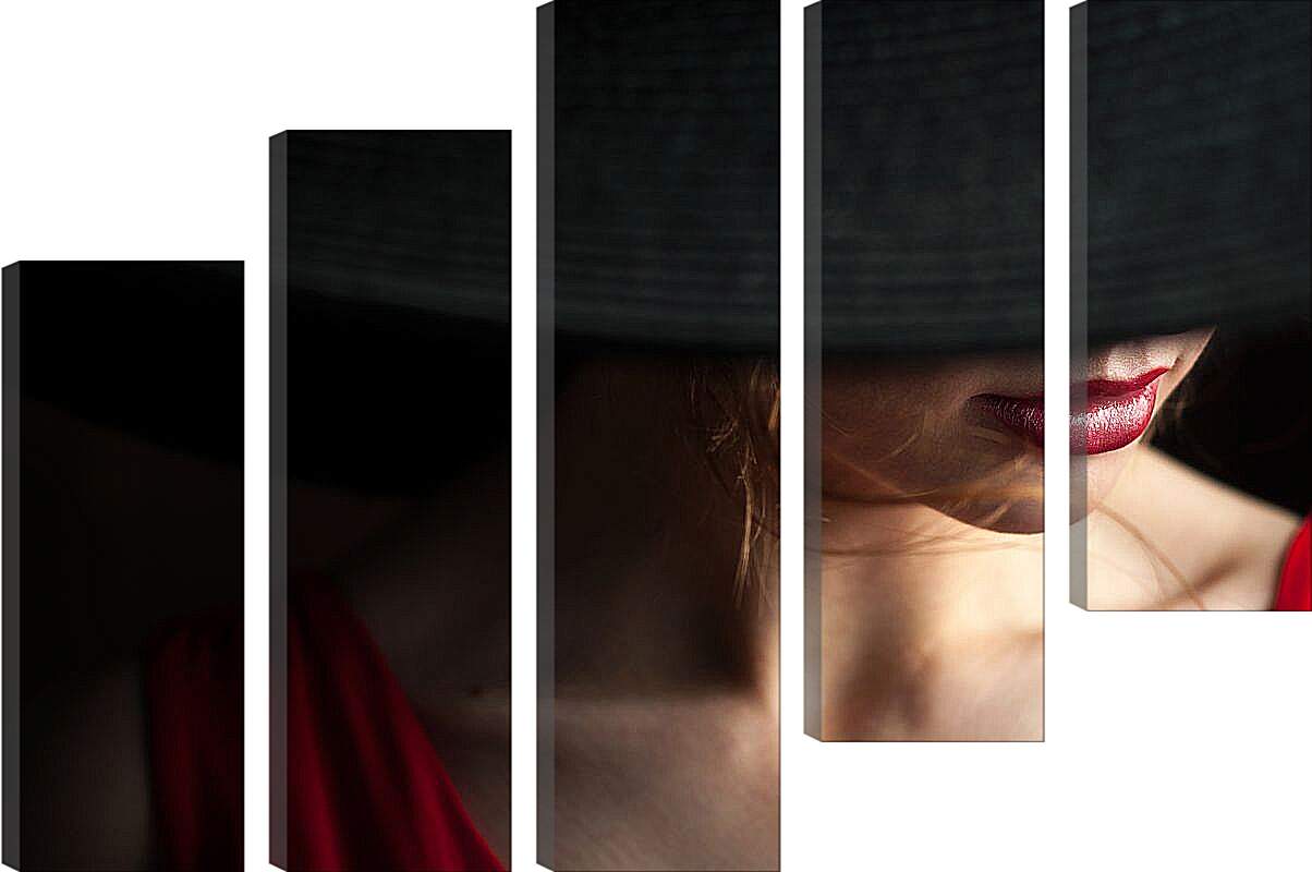 Модульная картина - Девушка в чёрной шляпе