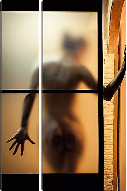 Модульная картина - Девушка за прозрачной дверью