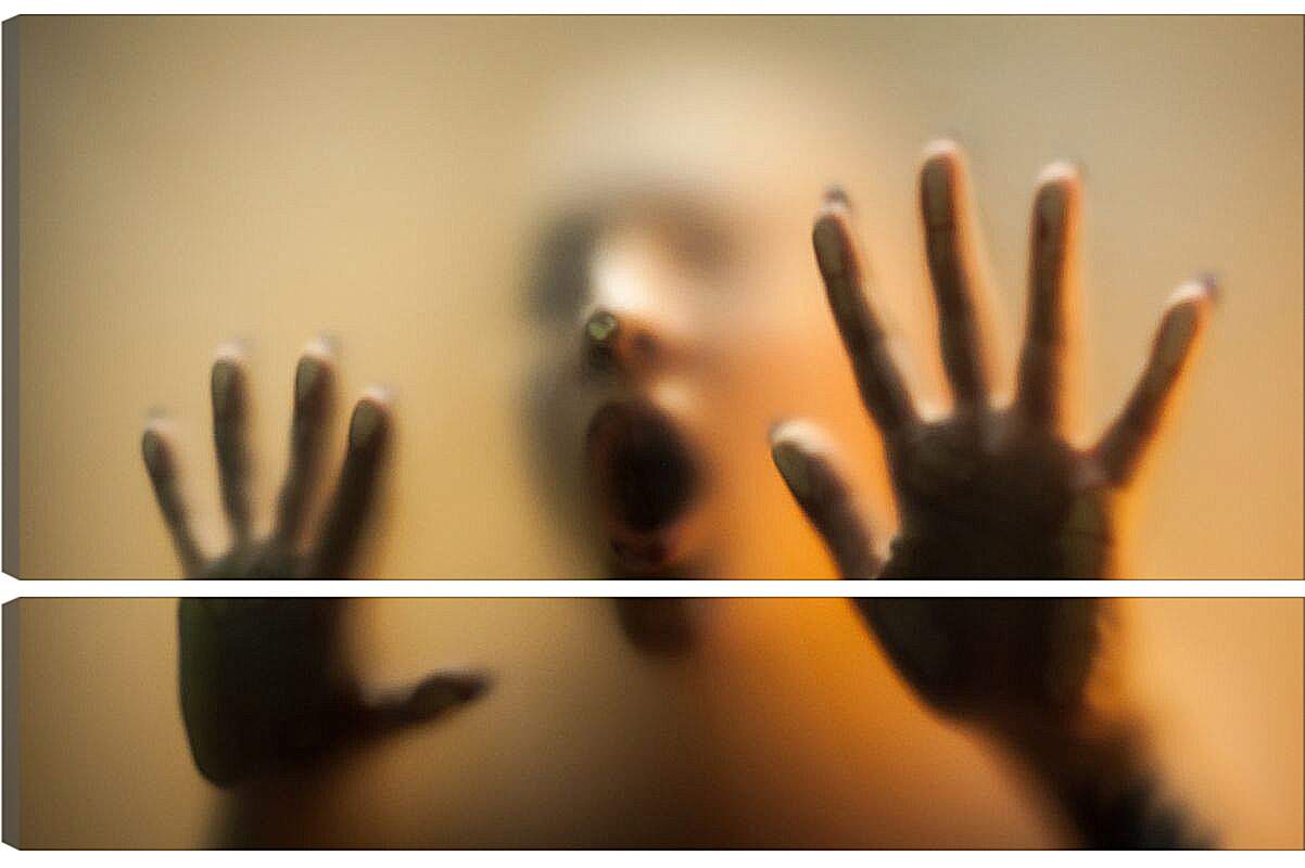 Модульная картина - Руки девушки на стекле