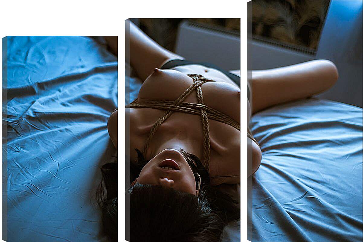 Модульная картина - Лежащая девушка на кровати