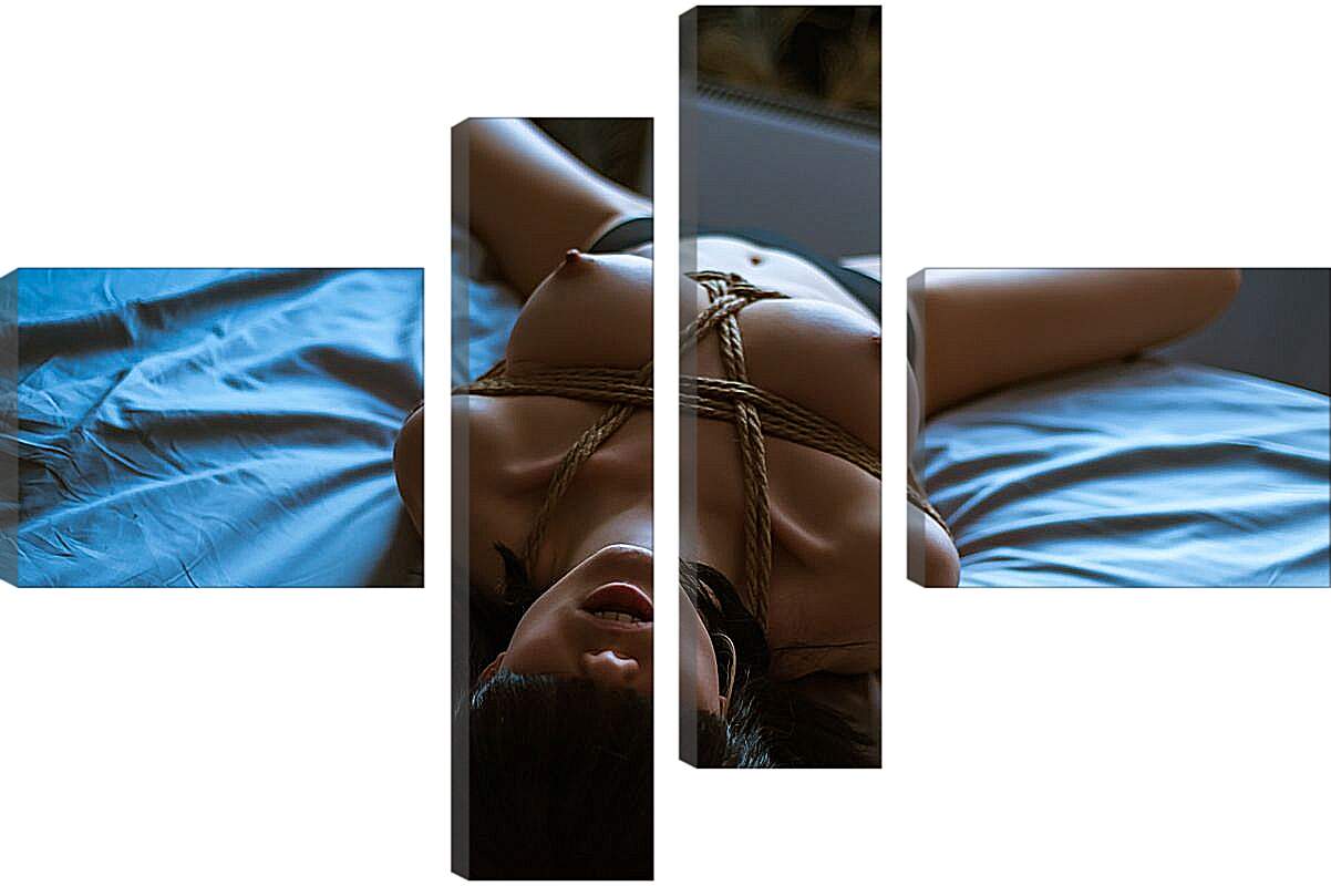 Модульная картина - Лежащая девушка на кровати