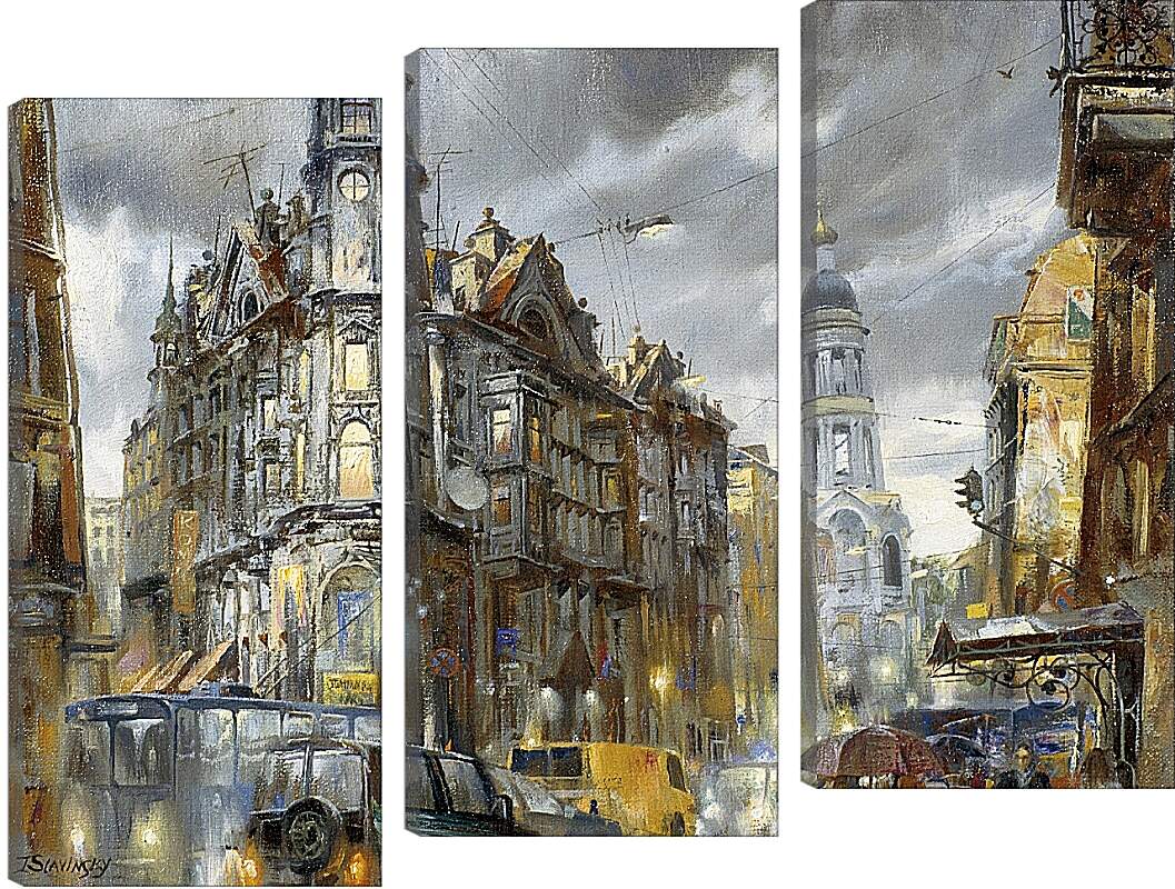 Модульная картина - Дождь в Санкт-Петербурге