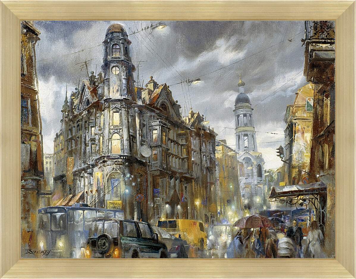 Картина в раме - Дождь в Санкт-Петербурге