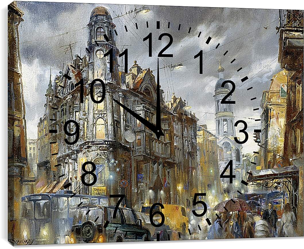 Часы картина - Дождь в Санкт-Петербурге