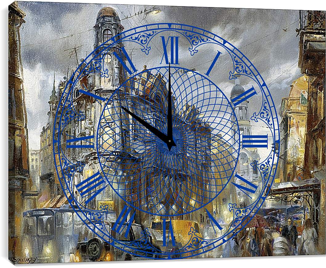 Часы картина - Дождь в Санкт-Петербурге