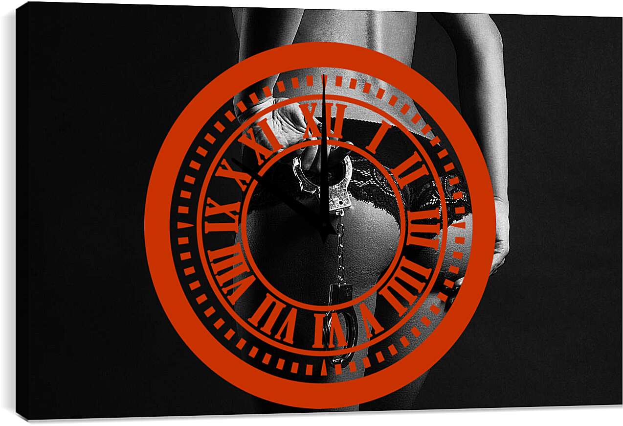 Часы картина - Девушка с наручниками