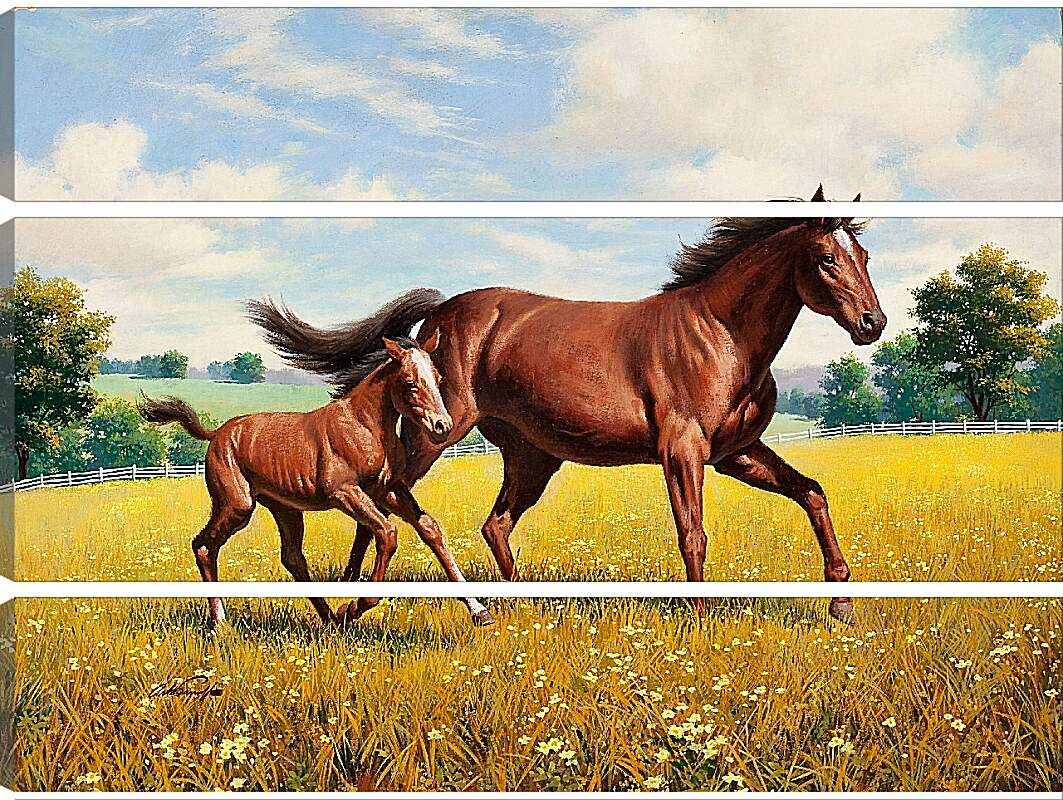 Модульная картина - Лошадь и жеребенок