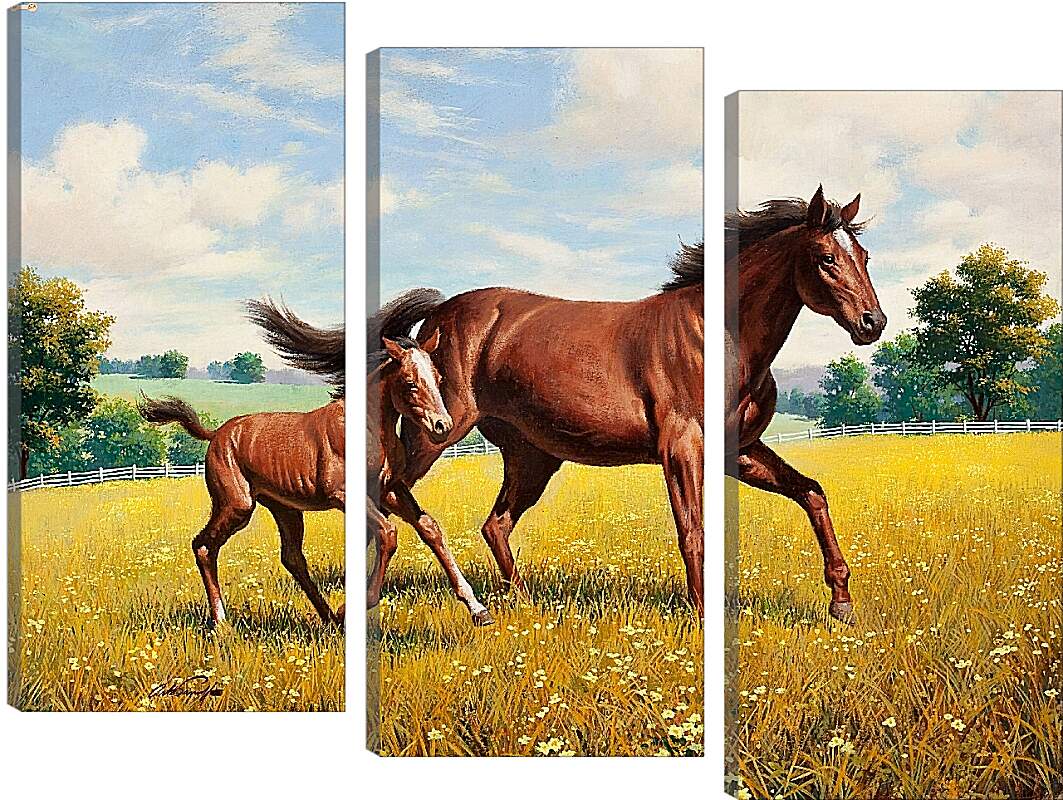Модульная картина - Лошадь и жеребенок