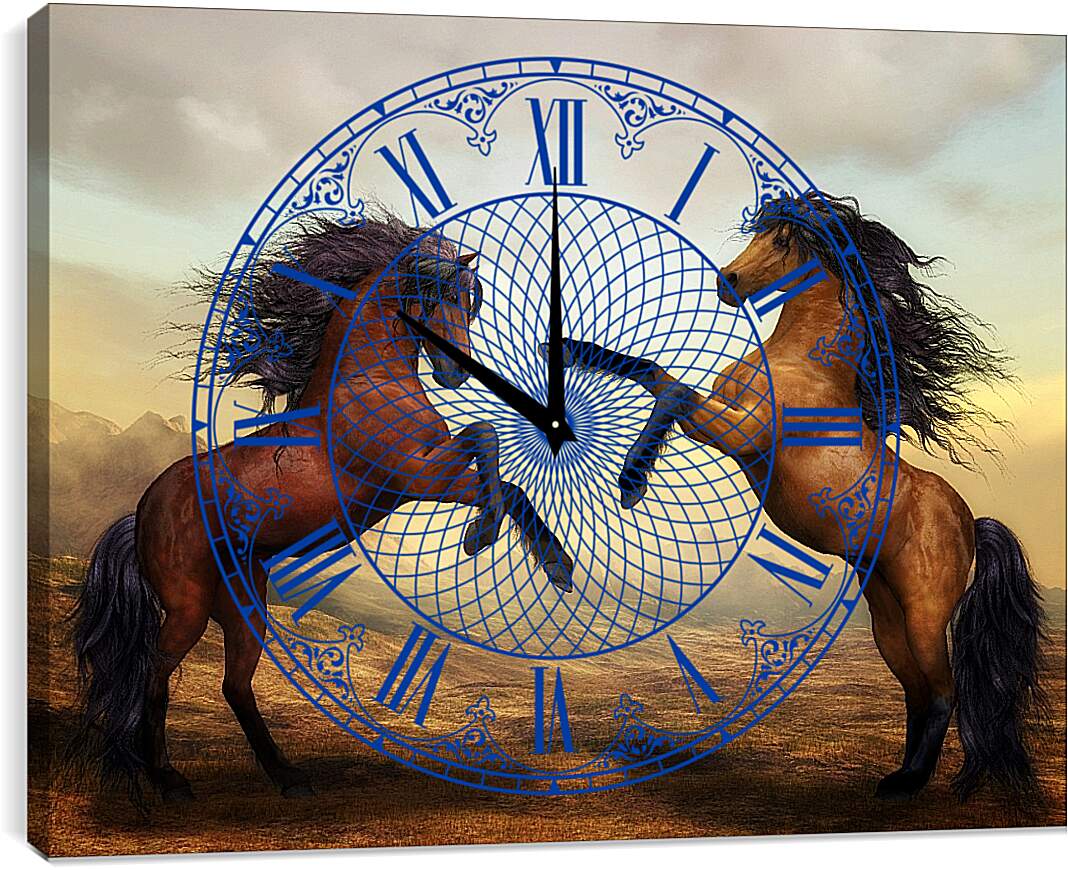 Часы картина - Лошадиные танцы