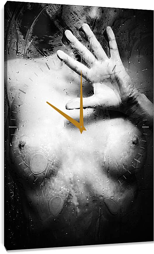 Часы картина - Девушка за запотевшем стеклом
