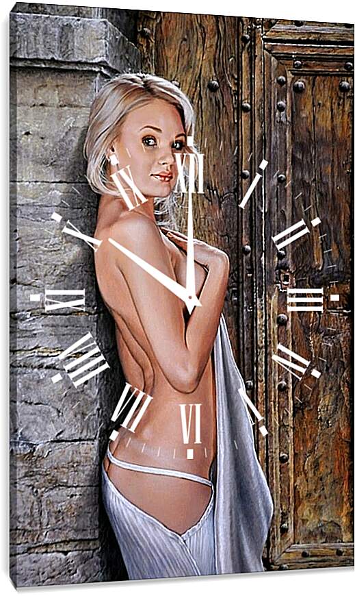 Часы картина - Симпатичная блондинка. Эротика