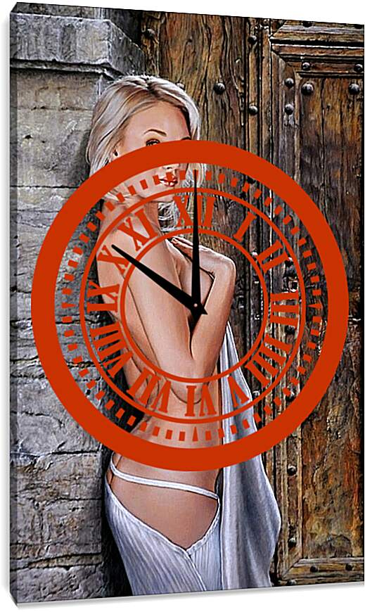 Часы картина - Симпатичная блондинка. Эротика