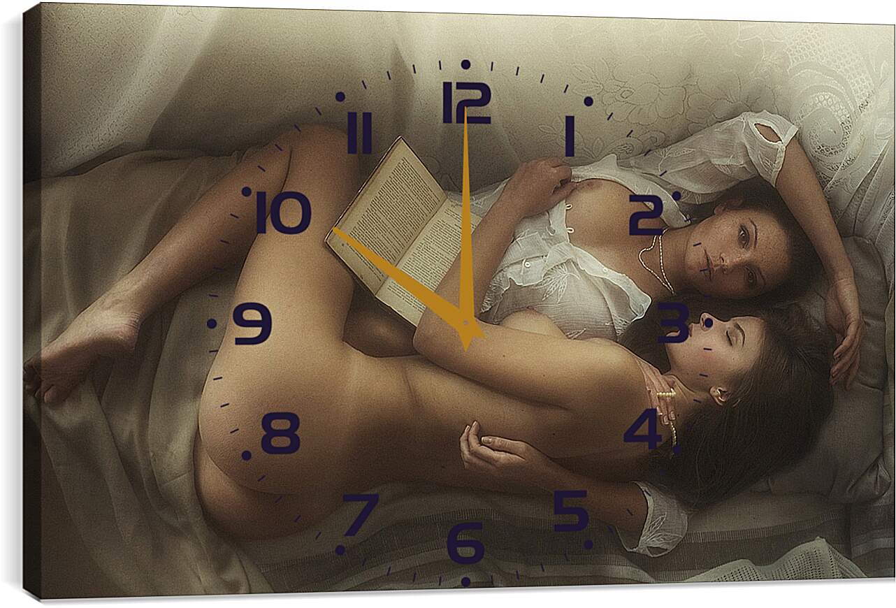 Часы картина - За чтением книги. Эротика