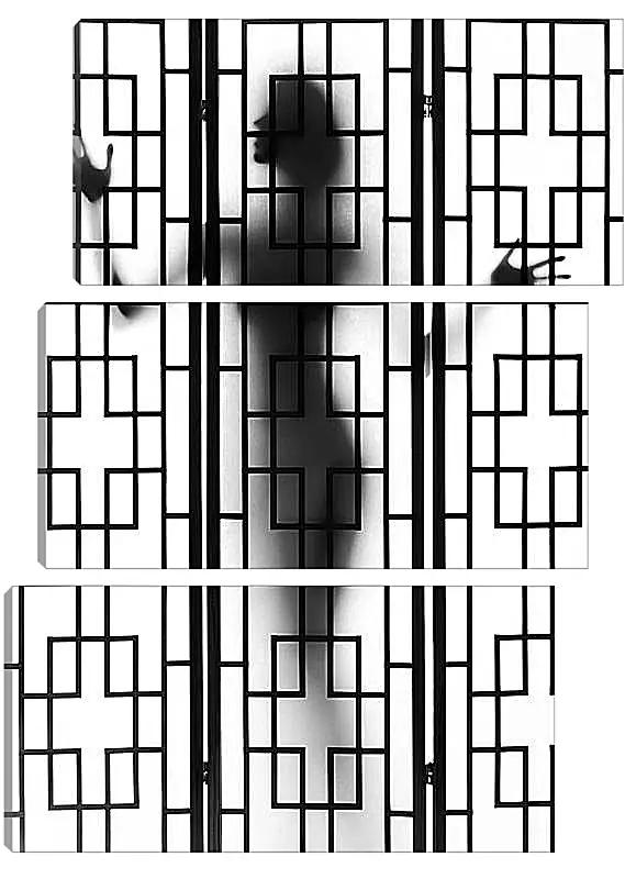 Модульная картина - Девушка за ширмой. Силуэт