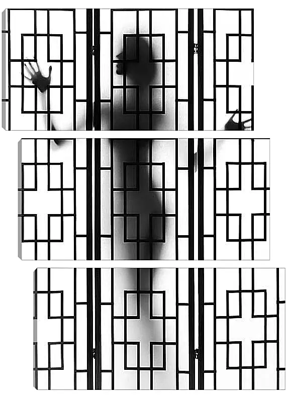 Модульная картина - Девушка за ширмой. Силуэт