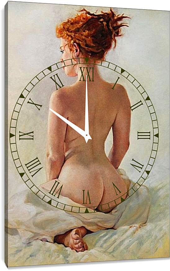 Часы картина - Рыженькая. Эротика