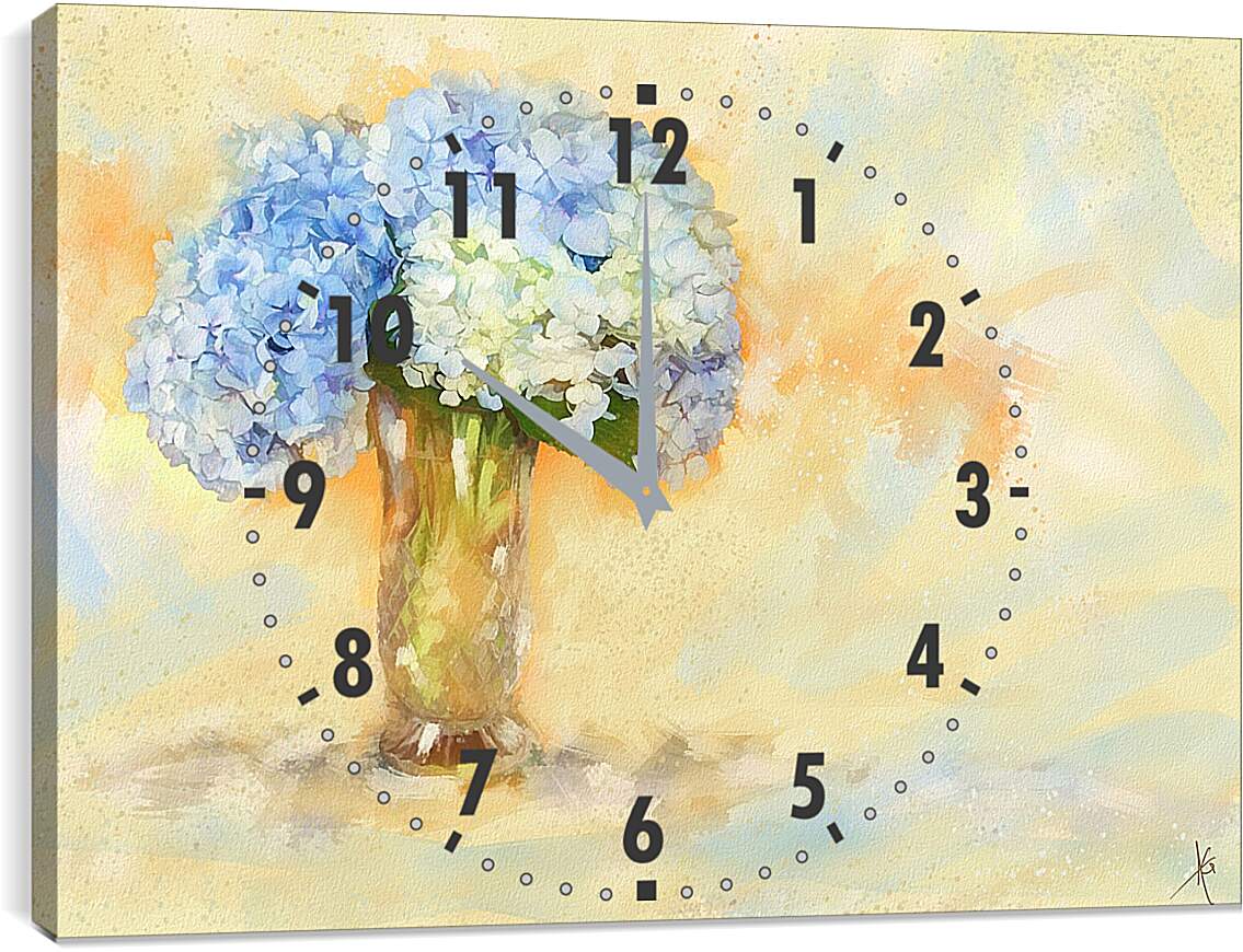 Часы картина - Букет гортензии