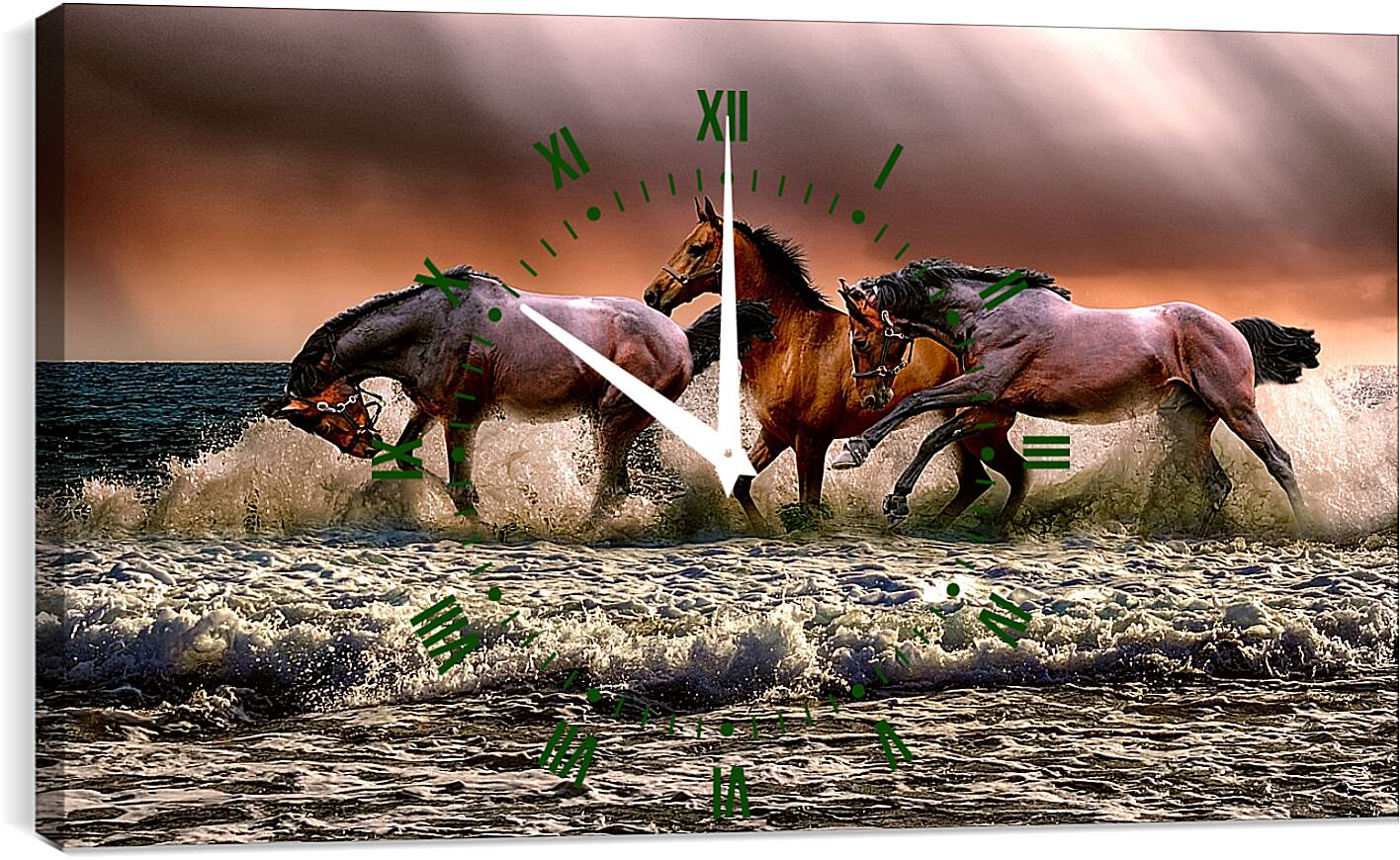 Часы картина - Купание лошадей