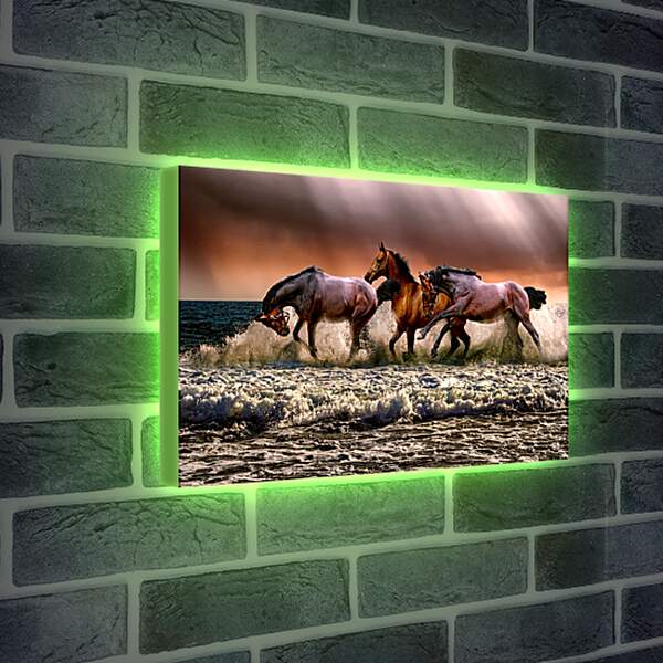 Лайтбокс световая панель - Купание лошадей