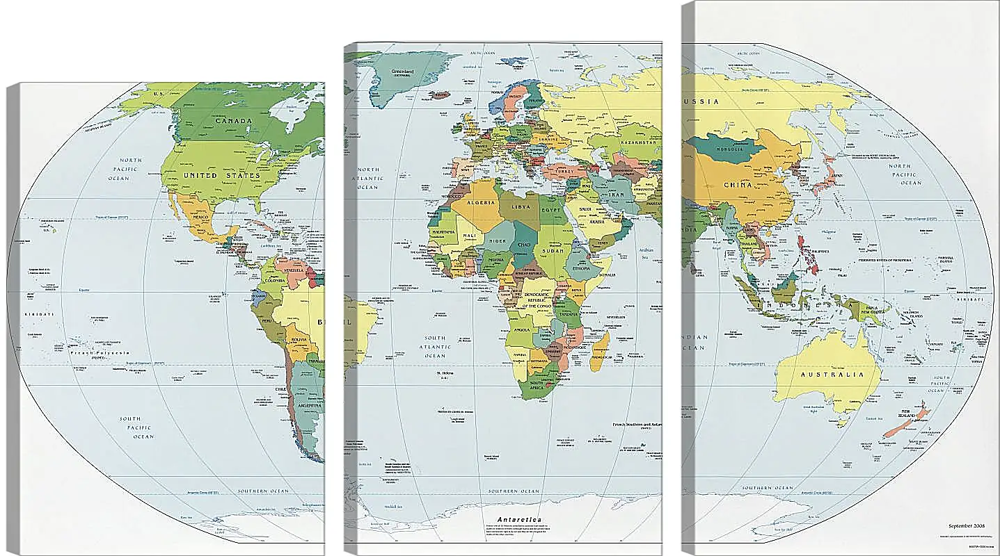 Модульная картина - Политическая карта мира. Сентябрь 2008