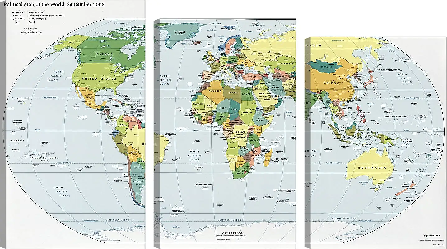 Модульная картина - Политическая карта мира. Сентябрь 2008