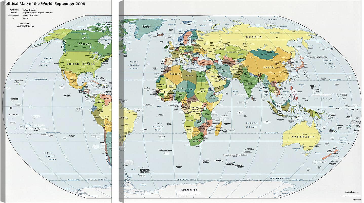 Модульная картина - Политическая карта мира. Сентябрь 2008