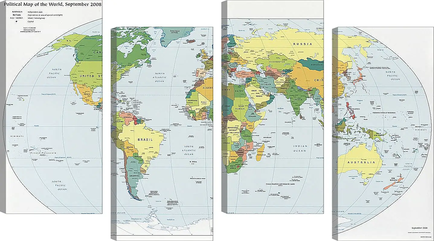 Модульная картина - Политическая карта мира. Сентябрь 2008