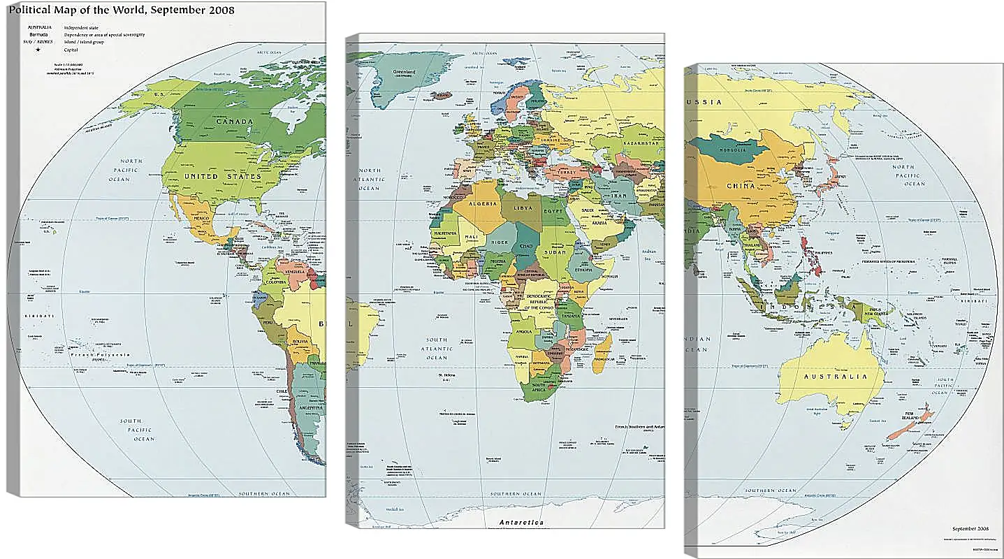 Модульная картина - Политическая карта мира. Сентябрь 2008