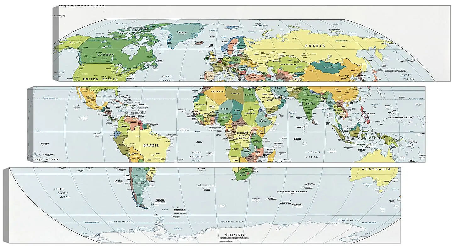 Модульная картина - Политическая карта мира. Сентябрь 2008