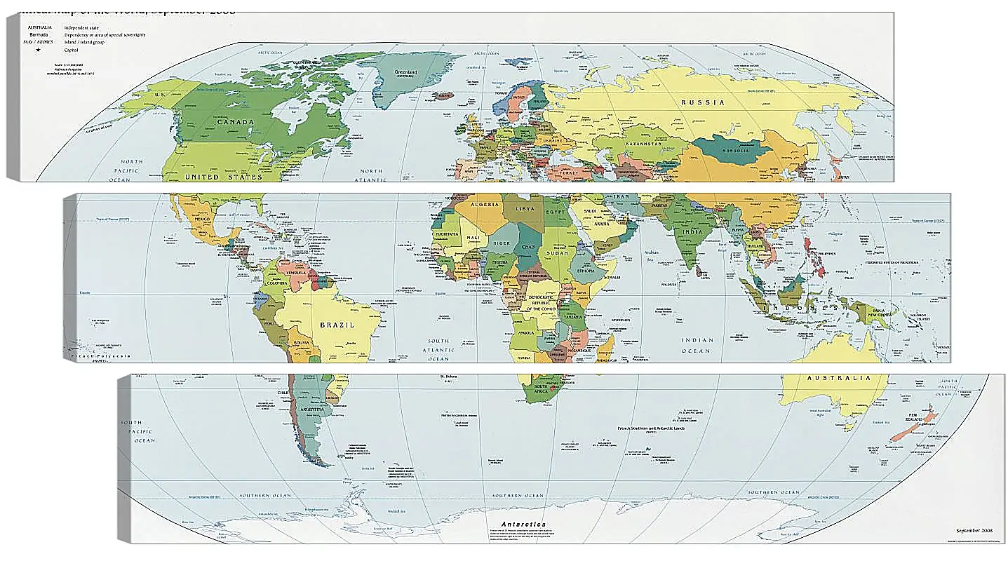 Модульная картина - Политическая карта мира. Сентябрь 2008